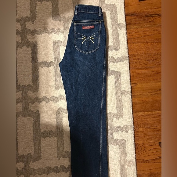 Sasson Jeans Denim - Sasson 80s Vintage Blue Denim Jeans with Embroidered Pocket